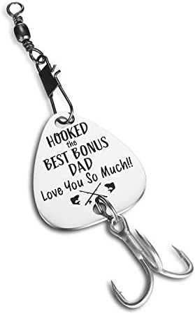 CJ&M Bonus Dad Fathers Day Gift - Hooked The Best Bonus Dad Fishing Lure - Fathers Day Gift for Step Dad Gift Idea Bonus Dad Gift from Son,Fishing Lure Gift for Step Dad