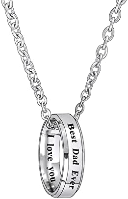BESPMOSP Best Dad Ever Necklace Dad Gifts From Daughter Son Daddy Necklace Father's Day Gifts Birthday Necklace For Dad…