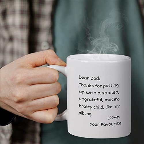 Fathers Day Coffee Mug Gifts for Dad, 11oz Mug Gifts Father's Day from Daughter Son Kids, Funny Birthday Gifts for Daddy - Thanks for Putting Up with a Spoiled Child Like Sibling Love, 11oz White - Image 2