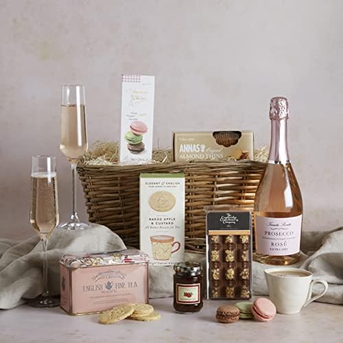 Celebration Prosecco Gift Set - Exclusive Mothers Day Hamper for Women with Elegant Biscuits, Premium English Tea, French Macarons & More | Indulgent Prosecco Hamper for Couples By Clearwater Gift - Image 3