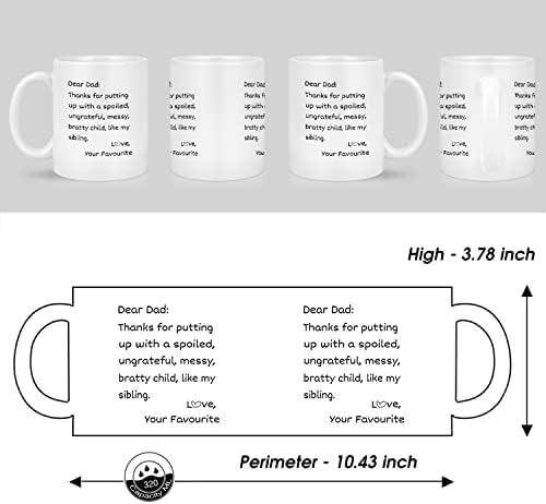 Fathers Day Coffee Mug Gifts for Dad, 11oz Mug Gifts Father's Day from Daughter Son Kids, Funny Birthday Gifts for Daddy - Thanks for Putting Up with a Spoiled Child Like Sibling Love, 11oz White - Image 5