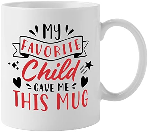 Welsky Gifts for Mum Dad Mug - My Favorite Child Gave Me This Mug - 330ml Ceramic Coffee Mug Daddy Mummy Presents , Mothers Fathers Day Birthday Christmas Gifts for Mum Dad from Daughter Son