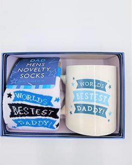 Milah World’s Bestest Father Day Gift Set – Dad Mug & 1 Pair Father’s Day Novelty Sock in a Gift Box (Worlds Bestest Daddy)