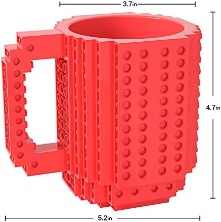 DAYMOO Build-On Brick Mug Set.Funny Mugs Gifts Compatible with Lego,Novelty Easter Birthday Presents Christmas Santa Gifts for Kids Boy Men Dad Him Adult,Red - Image 3