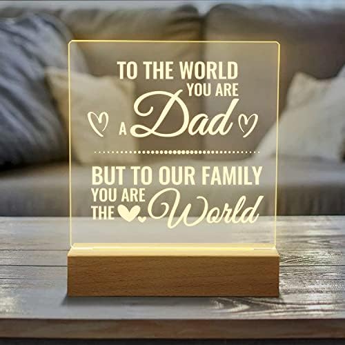 Gifts for Dad, Bedside Lamp is The Best Dad Gifts, Birthday Gifts for Dad Night Light, Dad Christmas Gifts from Daughter or Son-to The World You are A Dad But to Our Family You are The World