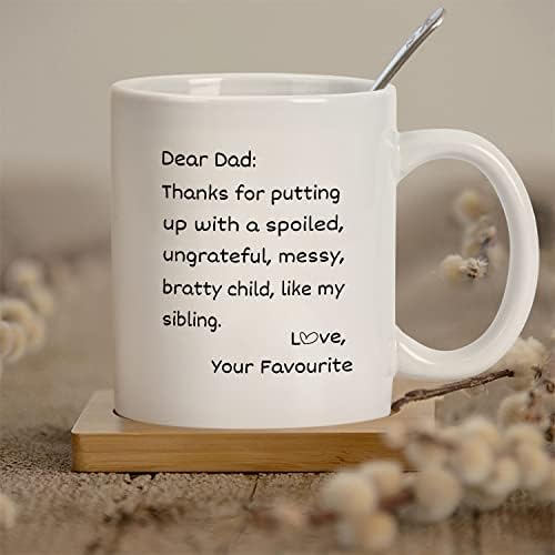 Fathers Day Coffee Mug Gifts for Dad, 11oz Mug Gifts Father's Day from Daughter Son Kids, Funny Birthday Gifts for Daddy - Thanks for Putting Up with a Spoiled Child Like Sibling Love, 11oz White - Image 4