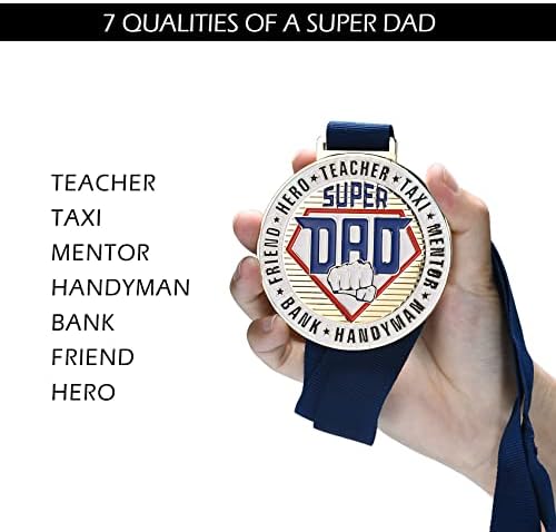 JEWAB Super Dad Medal Gifts for Dad Fathers Day, High Grade Alloy with Gold Finish Dad Medal - Dad Christmas Gifts | Birthday Presents for Dad from Daughter Son, Best Dad Award - Image 4