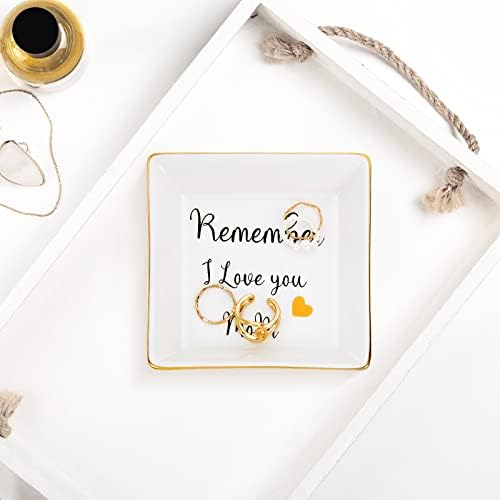 Ceramic Jewellery Dish with Greeting Card, Mothers Day Card Remember I Love You Mom Gifts from Daughter Son Trinket Plate Ring Holders Jewelry Tray Decor for Mother's Day Christmas Mom Birthday Gifts - Image 6