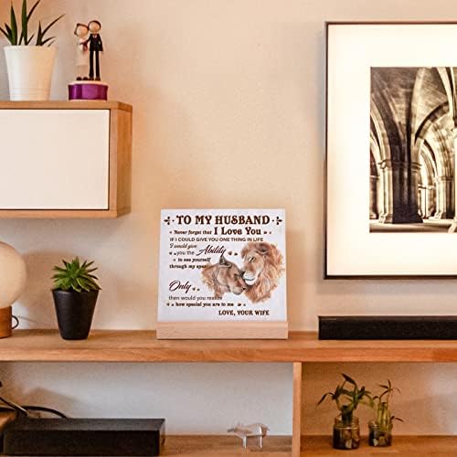 Valentines Card for Husband From Wife, Husband Birthday Card, Husband Gifts for Valentines, Father's Day, Anniversary, Wedding Gifts for Him, Positive Plaque Sign with Wooden Stand for Husband - Image 5