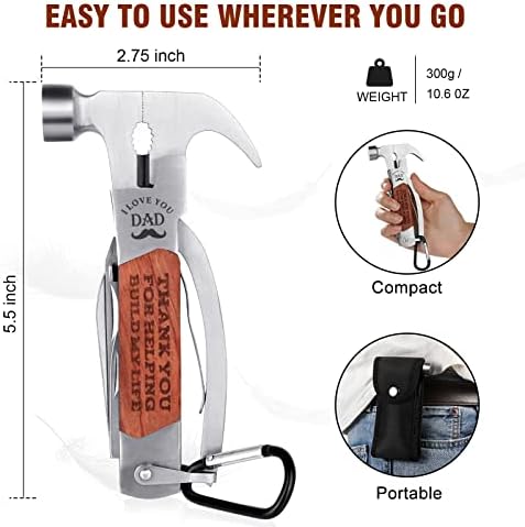 Dad Gifts for Birthday Christmas Fathers Day, Best Daddy Gift Ideas to My dad All in One Hammer Multitool - Image 2