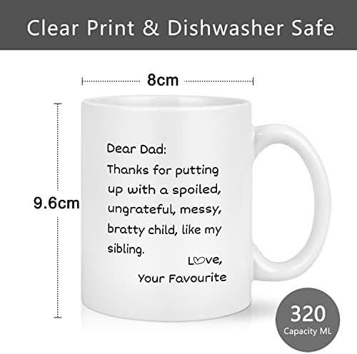 Fathers Day Coffee Mug Gifts for Dad, 11oz Mug Gifts Father's Day from Daughter Son Kids, Funny Birthday Gifts for Daddy - Thanks for Putting Up with a Spoiled Child Like Sibling Love, 11oz White - Image 6