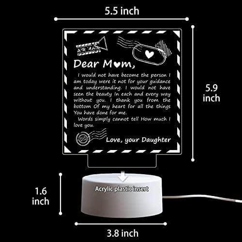 Vetbuosa Mothers Day Gifts, Gifts for Mum - Acrylic Night Light, Mum Gifts from Daughter, Ideal Mothers Day, Birthday, Chrismas Presents for Mum LED Night Lamp with Sayings Gifts for Mummy - Image 6