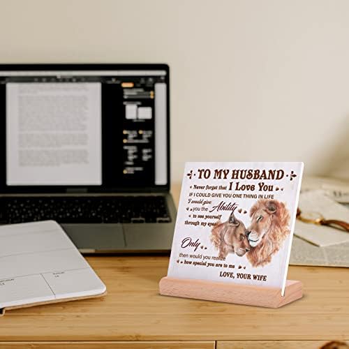 Valentines Card for Husband From Wife, Husband Birthday Card, Husband Gifts for Valentines, Father's Day, Anniversary, Wedding Gifts for Him, Positive Plaque Sign with Wooden Stand for Husband - Image 6
