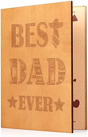 Giiffu Wooden Fathers Day Card -Best Dad Ever, Best Dad Greeting Card for Father's Day, Best Gifts for Father,Husband,Grandpa, Birthday Card for Dad