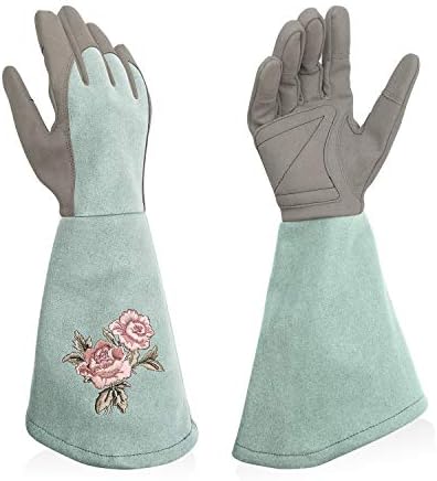 Intra-FIT Rose Embroidery Pruning Gloves Gardening Gloves with Extra Long Forearm Protection for Women Mothers Day Gifts