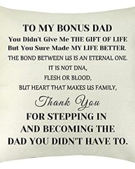 Father’s Day Bonus Dad Gifts Pillow Cover Stepdad Gift Christmas Birthday Gifts for Bonus Dad Stepdad Stepfather Father in Law Thank You Gift Decorative Square Cushion Cover Pillow Case for Car