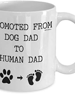 Gifts for New Dad, Mummy and Daddy Mugs, New Parents, Mum and Dad Mugs, Fathers Day, Birthday, Christmas Presents Cup – Promoted from Dog Dad to Human Dad, MG0093