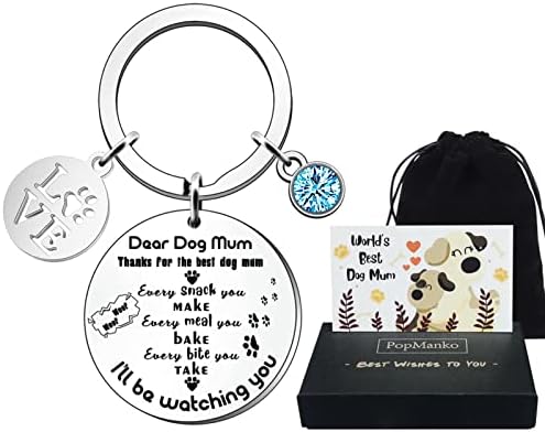 Dog Mum Gifts Cards for Women, Mother's Day Gifts from The Dog, Dog Mum Keyring Cards Present for Dog Lover Dog Owner Mum Mothers Day Birthday Christmas Gift with Gift Box