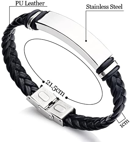 EDSG Personalised Mens Bracelet | Leather Engraved Bracelet Gift for Boyfriend Husband Dad Bestman | Gift for Christmas, Birthday, Wedding, Anniversary, Father's Day | Customised Name - Image 3