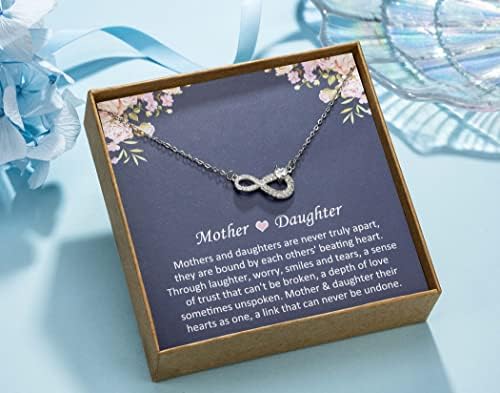NOURISHLOV Mother and Daughter Necklace, Sterling Silver Infinity with Heart Necklace for Mom, Mum Gifts from Daughter, Birthday Jewelry - Image 3