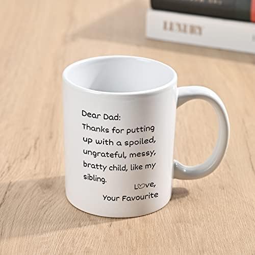 Fathers Day Coffee Mug Gifts for Dad, 11oz Mug Gifts Father's Day from Daughter Son Kids, Funny Birthday Gifts for Daddy - Thanks for Putting Up with a Spoiled Child Like Sibling Love, 11oz White - Image 8