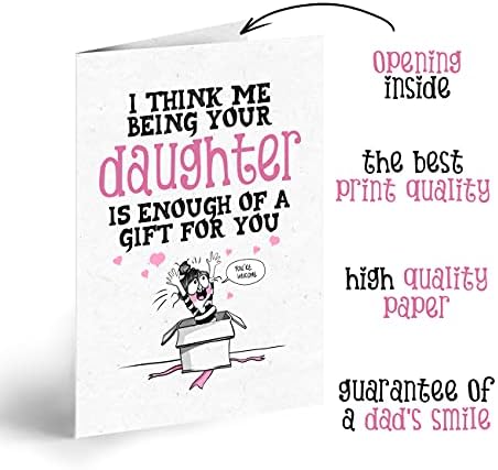 Mum or Dad Birthday Card/Father's Day Card From Daughter/Funny Happy Birthday Gift Cards For Daddy or Mummy/Cute Greeting Card For Fathers/Humorous Parents Card - Image 2