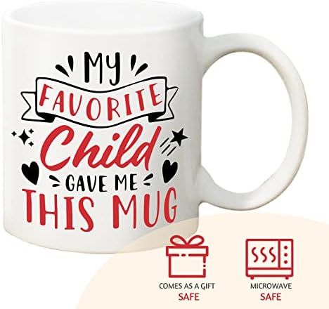 Welsky Gifts for Mum Dad Mug - My Favorite Child Gave Me This Mug - 330ml Ceramic Coffee Mug Daddy Mummy Presents , Mothers Fathers Day Birthday Christmas Gifts for Mum Dad from Daughter Son - Image 3
