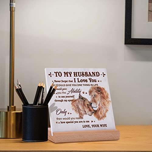 Valentines Card for Husband From Wife, Husband Birthday Card, Husband Gifts for Valentines, Father's Day, Anniversary, Wedding Gifts for Him, Positive Plaque Sign with Wooden Stand for Husband - Image 7