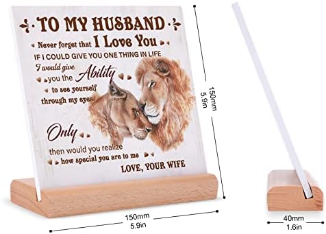 Valentines Card for Husband From Wife, Husband Birthday Card, Husband Gifts for Valentines, Father's Day, Anniversary, Wedding Gifts for Him, Positive Plaque Sign with Wooden Stand for Husband - Image 3