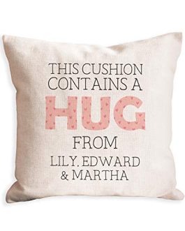 Personalised cushion contains a hug from peach | gift for mothers day birthday or christmas from son or daughter | presents for friend her women | best Mother Mam Mammy | distance love