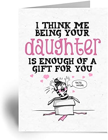 Mum or Dad Birthday Card/Father's Day Card From Daughter/Funny Happy Birthday Gift Cards For Daddy or Mummy/Cute Greeting Card For Fathers/Humorous Parents Card