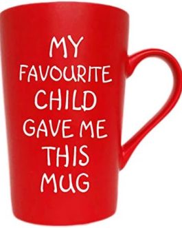 Funny Christmas Gifts Coffee Mug, My Favourite Child Gave Me This Mug, Best Dad and Mum Gifts Father’s Day and Mother’s Day Present Idea from Daughter Son Kids, Red 12 Oz