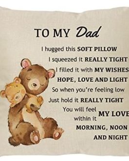 To My Dad Pillowcase Gift,Funny Father’s Day daddy papa Pillow Cover For Birthday Christmas Father Gift From Daughter From Son Cushion Cover 18″x 18″