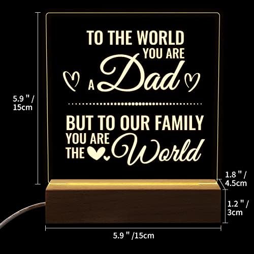 Gifts for Dad, Bedside Lamp is The Best Dad Gifts, Birthday Gifts for Dad Night Light, Dad Christmas Gifts from Daughter or Son-to The World You are A Dad But to Our Family You are The World - Image 3