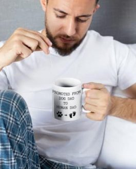Gifts for New Dad, Mummy and Daddy Mugs, New Parents, Mum and Dad Mugs, Fathers Day, Birthday, Christmas Presents Cup – Promoted from Dog Dad to Human Dad, MG0093