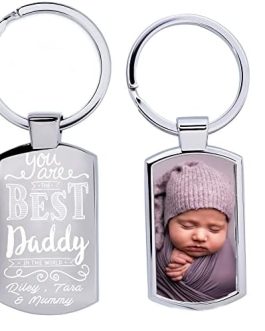 Eliphs Christmas Personalised Photo Printed Text Artwork Engraved Keepsakes Keyring Custom Made Premium Gift For Dad Mum Grand Parents gift for any occasion