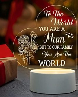 Niyewsor Mothers Day Gifts for Mum – Acrylic Night Light, Mum Gifts from Daughter Son, Birthday Presents Gifts for Mum, Valentine’s Mother’s Day Gifts for Mum, Mummy