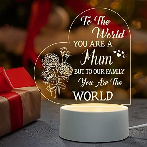 Niyewsor Mothers Day Gifts for Mum - Acrylic Night Light, Mum Gifts from Daughter Son, Birthday Presents Gifts for Mum, Valentine's Mother's Day Gifts for Mum, Mummy