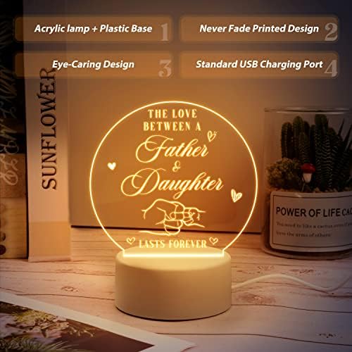 Gifts for Dad, Dad Gifts from Daughter, Valentines Day Gifts for Dad, Birthday Gifts for Dad Acrylic Night Light, Father Daughter Gifts Idea, Father Gifts from Daughter, Gifts for Father in Law - Image 3