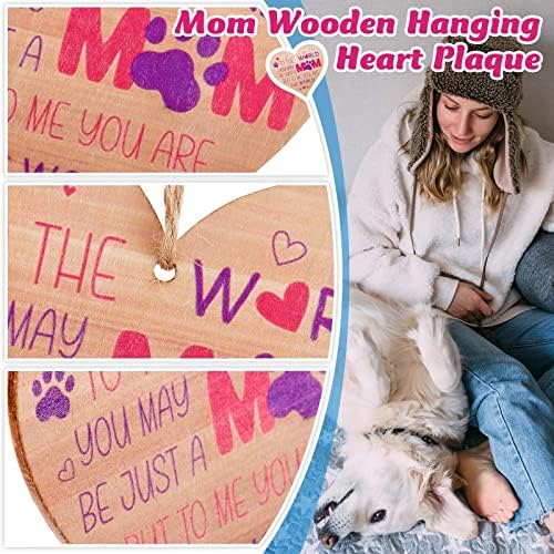 Mum Gifts Set Including Mum Wooden Hanging Heart Plaque, Mother's Day Card from the Dog Funny Birthday Card and Purple Envelope for Mother's Day Dog Lovers Personalised Gifts Presents Pet Keepsake - Image 3