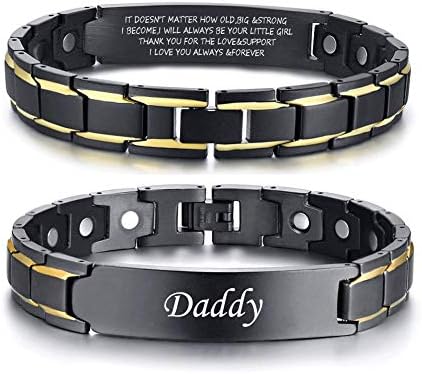 XUANPAI Customize Dad Bracelet Engraved Hidden Love Quote DAD Jewellery Father's Day Christmas Birthday for Father Daddy Papa Gifts from Daughter Son