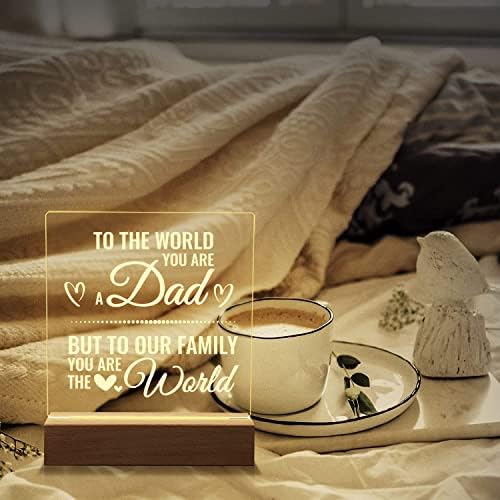 Gifts for Dad, Bedside Lamp is The Best Dad Gifts, Birthday Gifts for Dad Night Light, Dad Christmas Gifts from Daughter or Son-to The World You are A Dad But to Our Family You are The World - Image 5