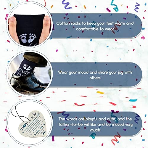Satinior Daddy to Be Socks Dad to Be Plaque Daddy to Be Sign Expecting Dad Gift Baby Son Daughter Plaque Kids' and Baby Wall Plaques Father's Day Gift Wood Heart ,M,SATINIOR-Chaussettes-24 - Image 2