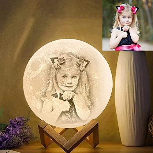 ACED Mothers Day Gifts Personalised Gifts for Mum Kids Girlfriend Personalized Moon Lamp with Photo Text 3D Printing 16 Colours Wooden Stand & Remote/Touch Control (15 cm, Small) - Image 6