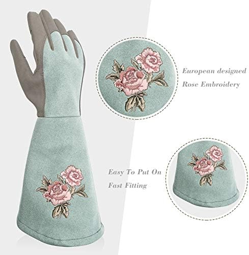 Intra-FIT Rose Embroidery Pruning Gloves Gardening Gloves with Extra Long Forearm Protection for Women Mothers Day Gifts - Image 2