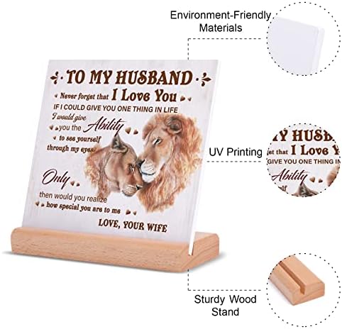Valentines Card for Husband From Wife, Husband Birthday Card, Husband Gifts for Valentines, Father's Day, Anniversary, Wedding Gifts for Him, Positive Plaque Sign with Wooden Stand for Husband - Image 4