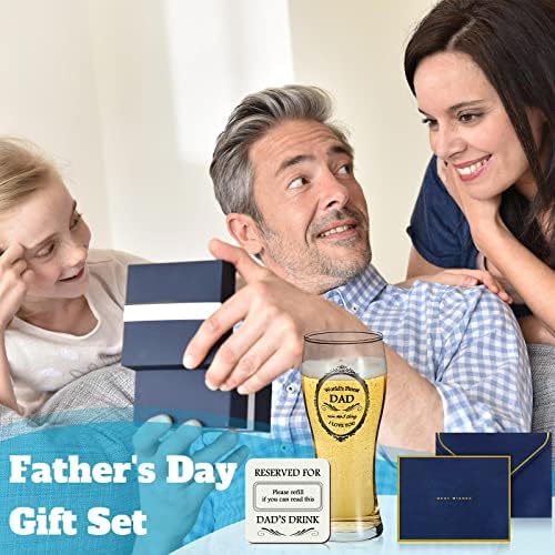 450ml Worlds Finest Dad Beer Glass and Reserved for Dads Drink Coaster with Gift Card Gift Box Dad Gifts for Fathers Day Birthday - Image 7