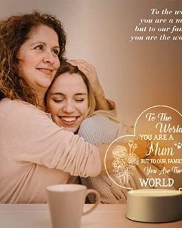 Niyewsor Mothers Day Gifts for Mum – Acrylic Night Light, Mum Gifts from Daughter Son, Birthday Presents Gifts for Mum, Valentine’s Mother’s Day Gifts for Mum, Mummy