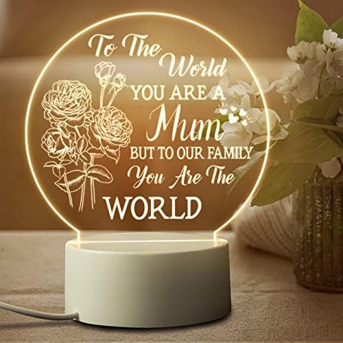 Mothers Day Gifts for Mum from Daughter Son - Mum Birthday Gifts Night Light, Mum Gifts for Christmas, Mother's Day, Birthday, Thanksgiving, Acrylic Night Lamp Gifts for Mum, Stepmom - Image 2