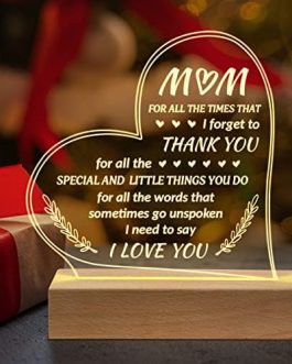 Niyewsor Mothers Day Gifts for Mum, Mum Gifts Acrylic Night Light, Birthday Gifts for Mum from Daughter Son, Presents for Mum, Mother’s Day Thanksgiving Christmas Gifts for Mum Mummy